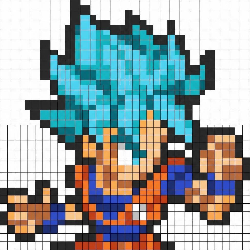Desenho Pixel Art do Goku para colorir