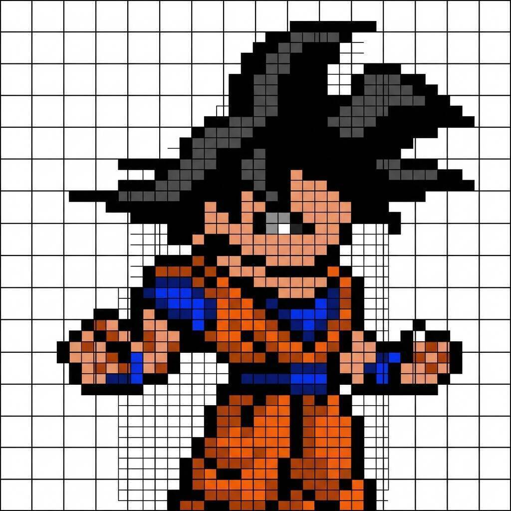 Desenho Pixel Art do Goku para colorir