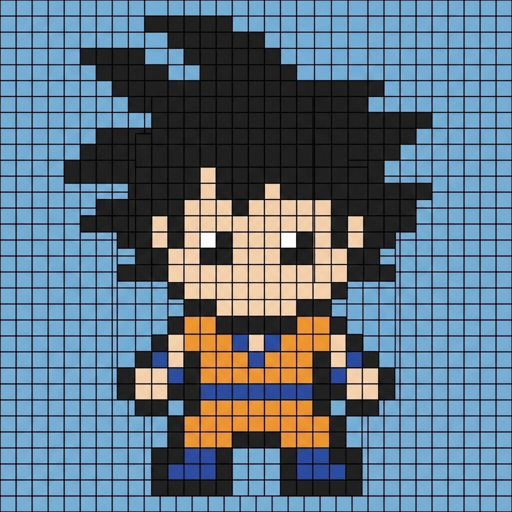 Desenho Pixel Art do Goku para colorir