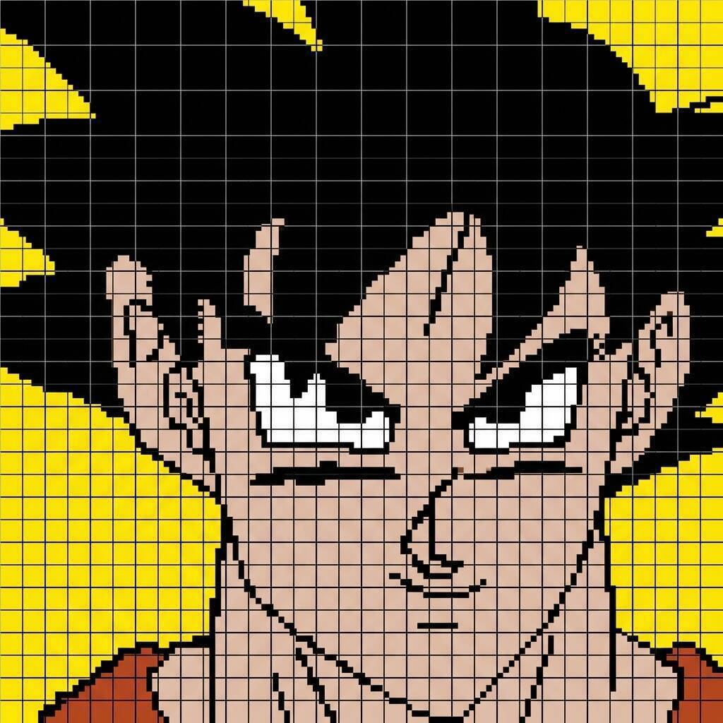 Desenho Pixel Art do Goku para colorir