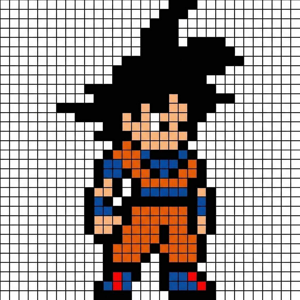 Desenho Pixel Art do Goku para colorir
