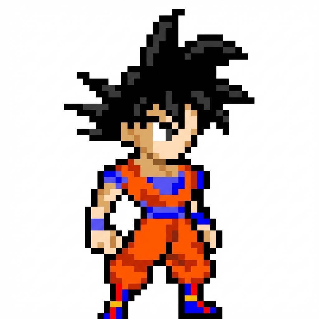 Desenho Pixel Art do Goku para colorir