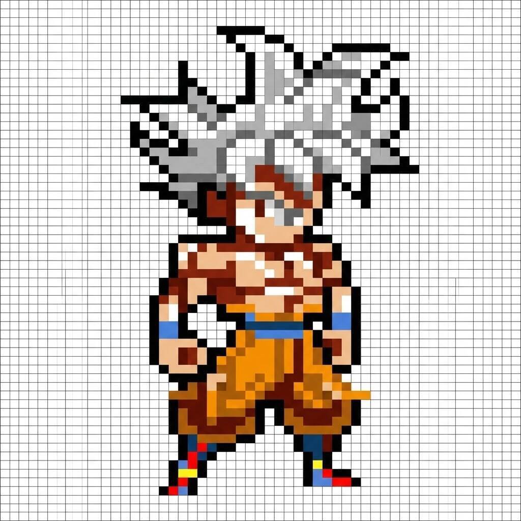 Desenho Pixel Art do Goku para colorir