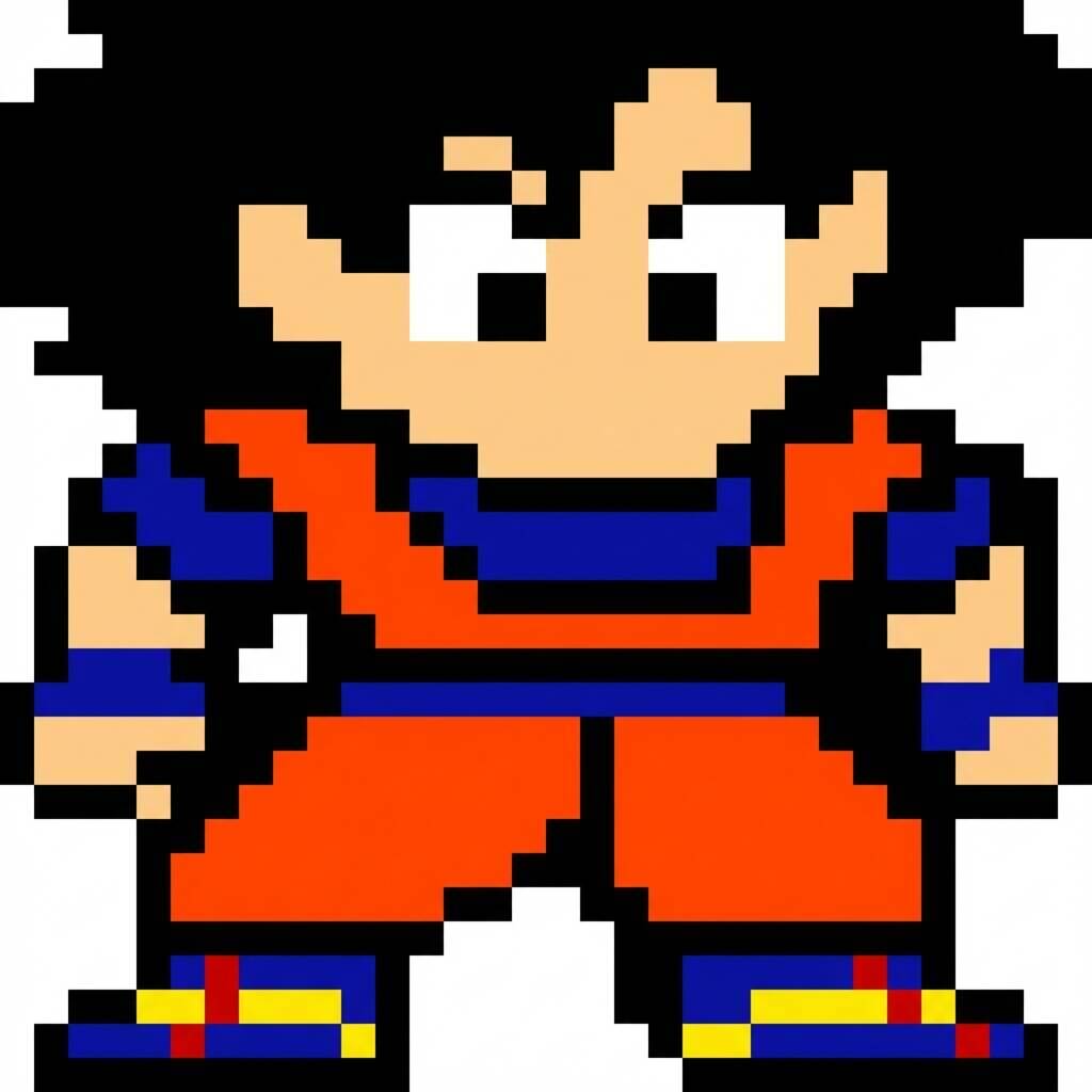 Desenho Pixel Art do Goku para colorir