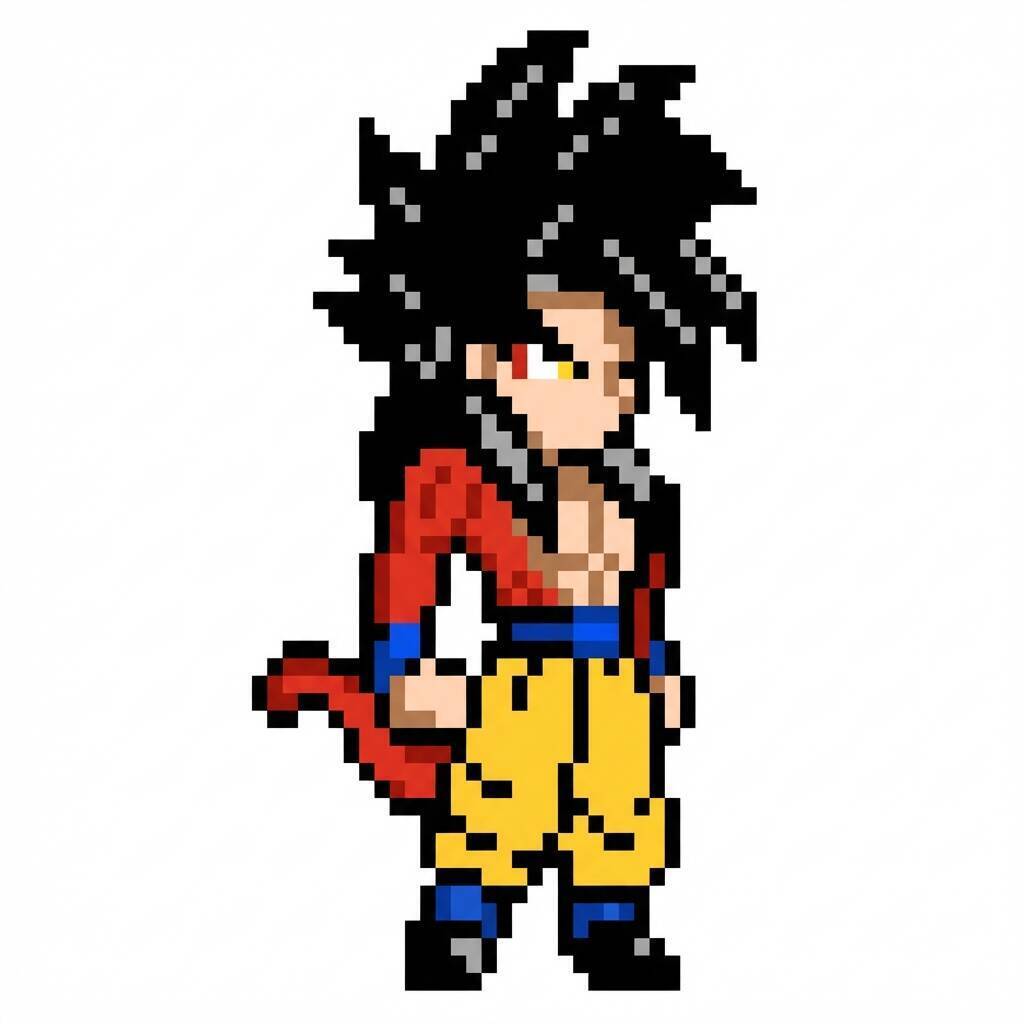 Desenho Pixel Art do Goku para colorir
