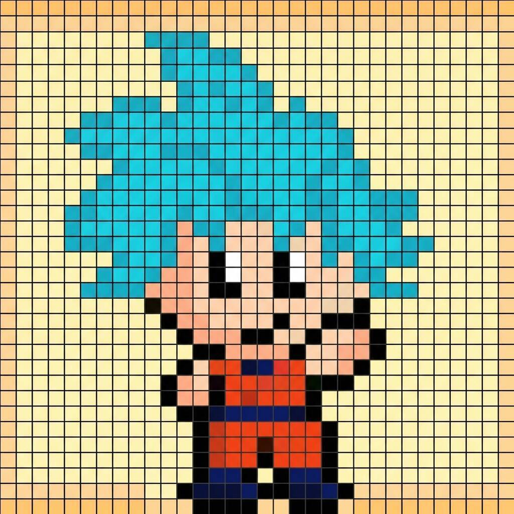 Desenho Pixel Art do Goku para colorir