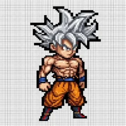 Desenho Pixel Art do Goku para colorir
