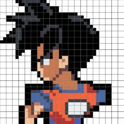 Desenho Pixel Art do Goku para colorir