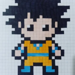 Desenho Pixel Art do Goku para colorir