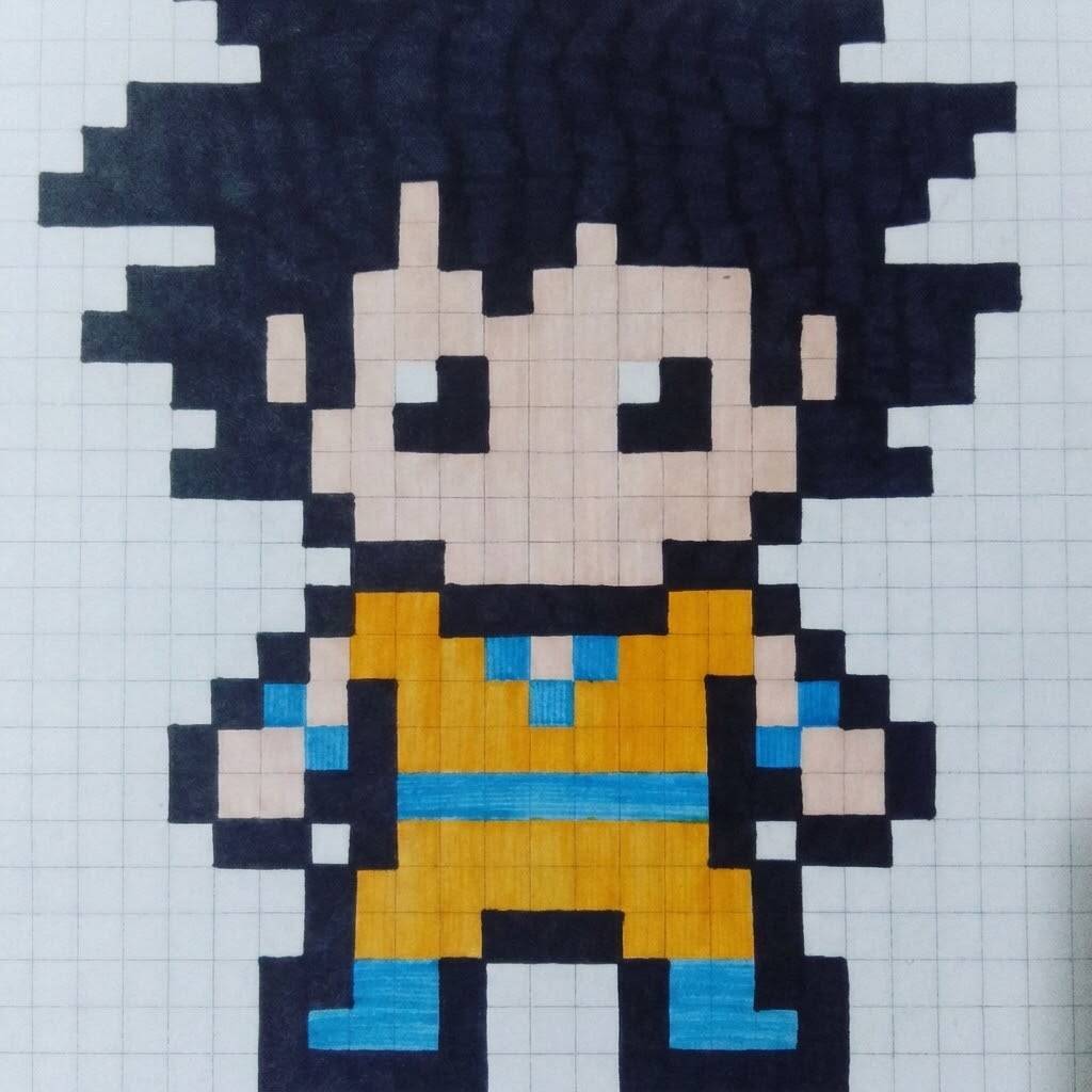 Desenho Pixel Art do Goku para colorir