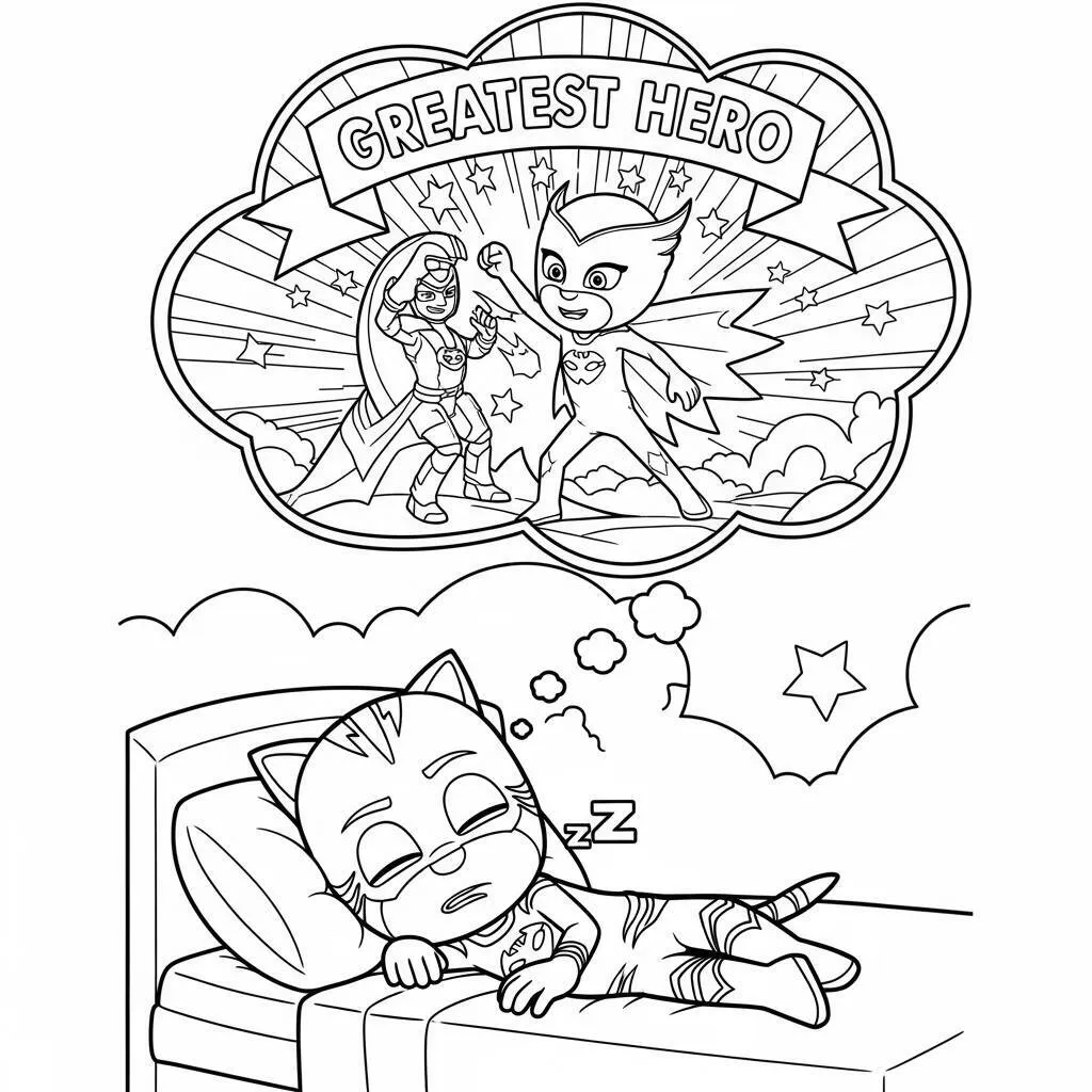 Desenho Pj Masks Catboy e seus sonhos para Colorir