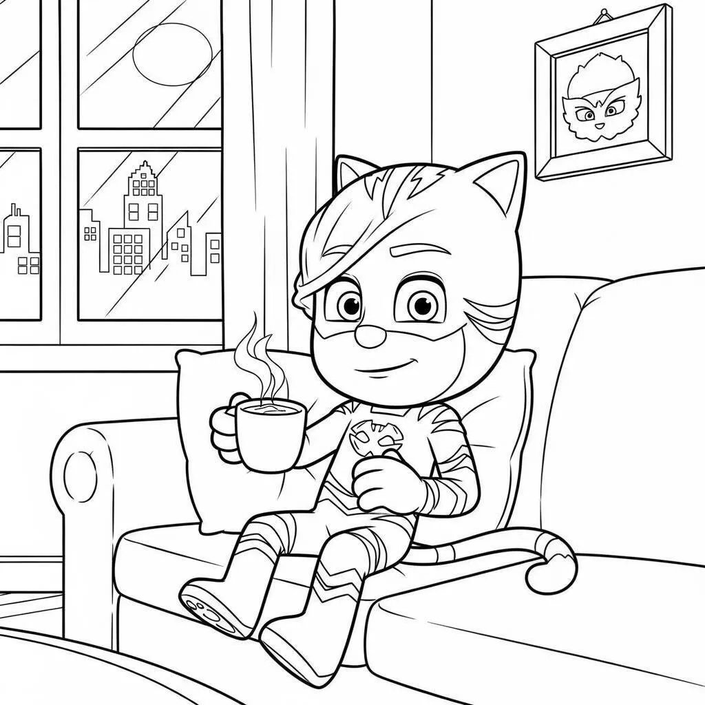 Desenho Pj Masks Catboy em sua casa para Colorir