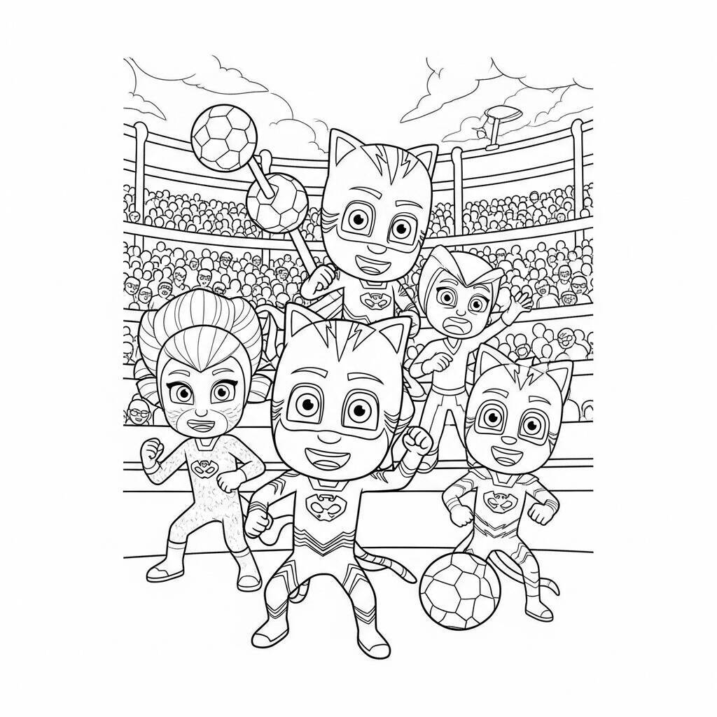Desenho Pj Masks Catboy em um evento esportivo para Colorir