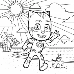 Desenho Pj Masks Catboy em uma aventura de verão para Colorir