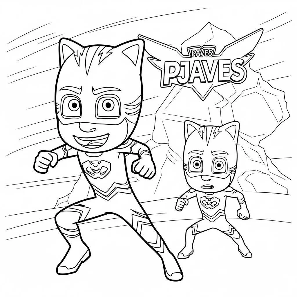 Desenho Pj Masks Catboy em uma corrida para Colorir
