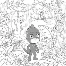Desenho Pj Masks Gekko e a natureza para Colorir