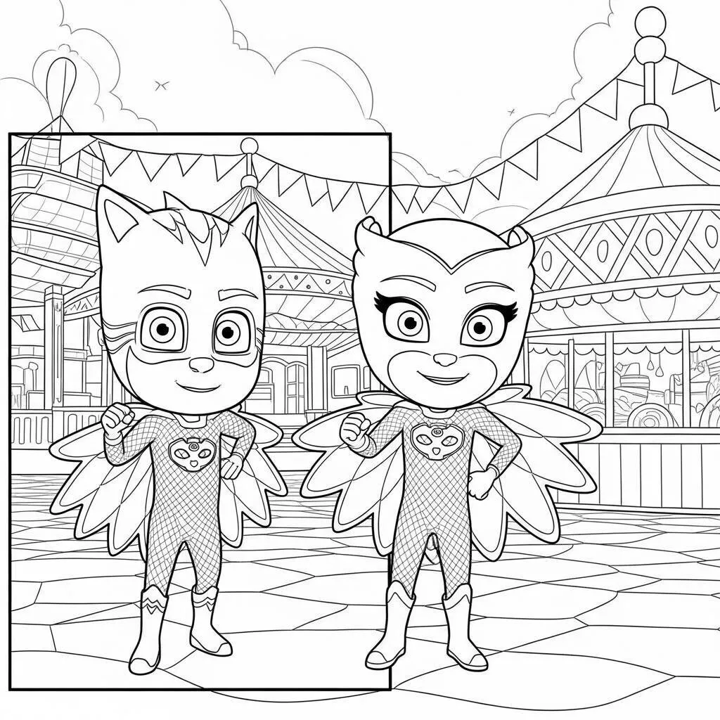 Desenho Pj Masks Owlette em um dia de diversão para Colorir