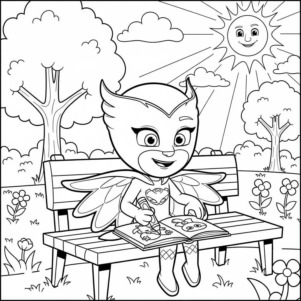 Desenho Pj Masks Owlette em um dia de sol para Colorir