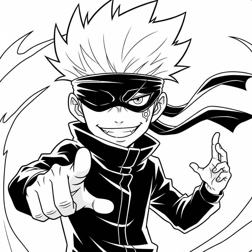 Desenho Satoru Gojo com Estilo Cartoon para Colorir