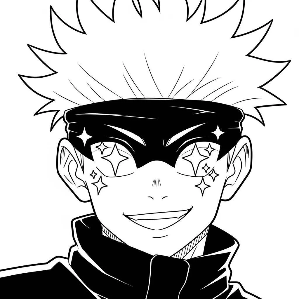 Desenho Satoru Gojo com Olhos Brilhantes para Colorir