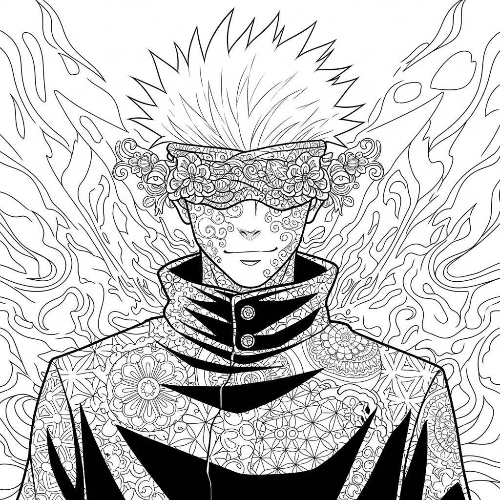 Desenho Satoru Gojo e Estilo Artístico para Colorir