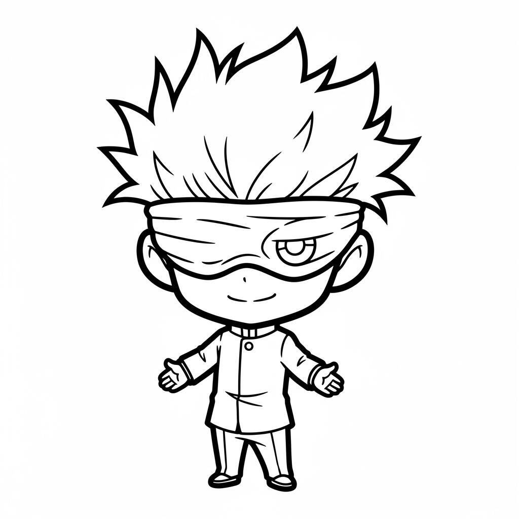 Desenho Satoru Gojo em Estilo Chibi para Colorir