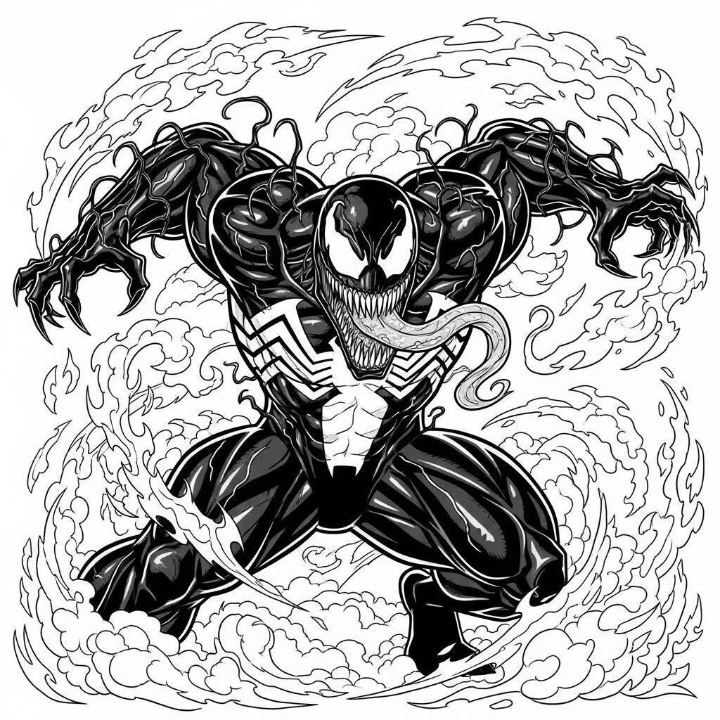 Desenho Venom com Efeitos Especiais para Colorir