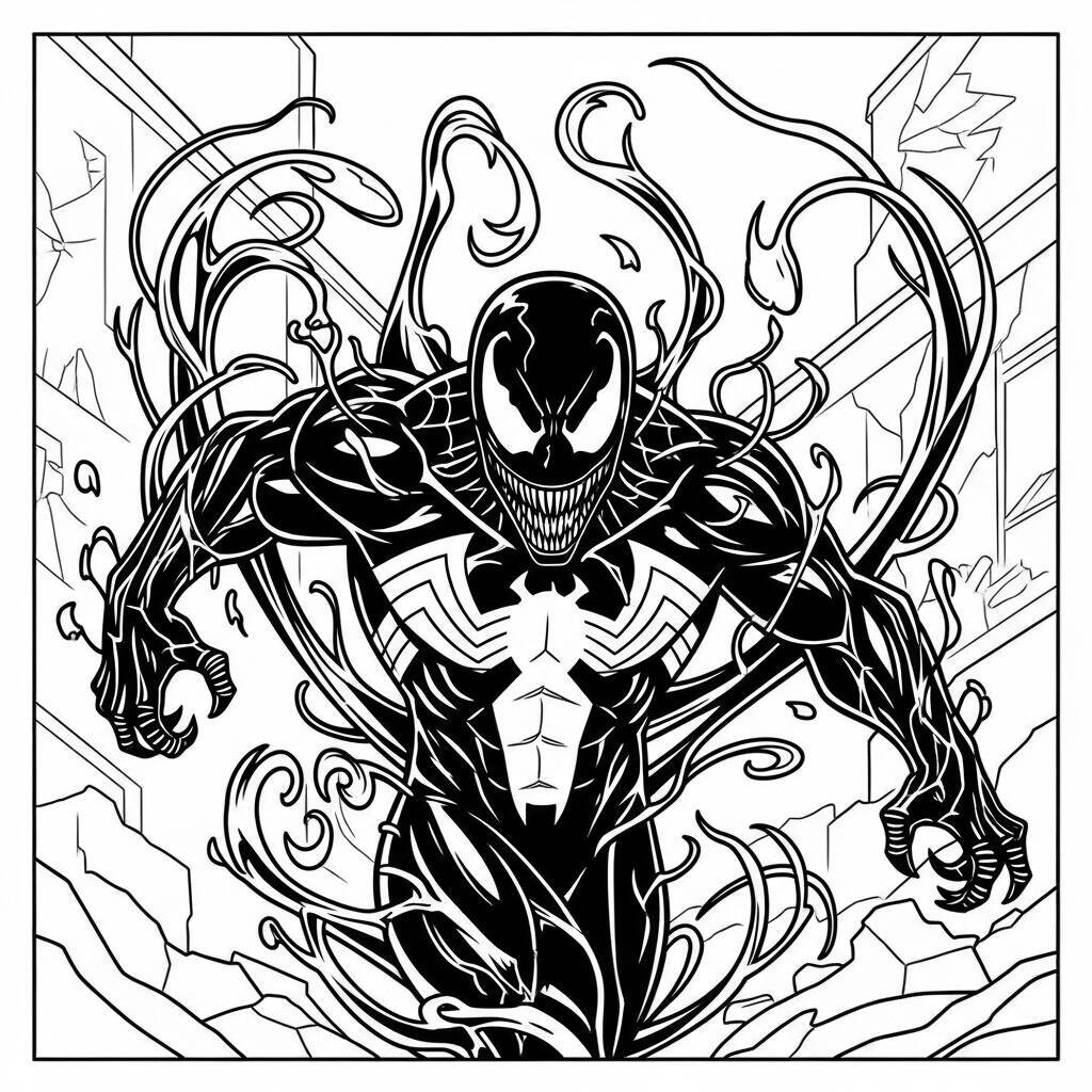 Desenho Venom e seu Simbiótico para Colorir