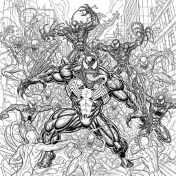 Desenho Venom e seus inimigos para Colorir