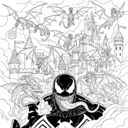 Venom in a Fantasy World Coloring Page