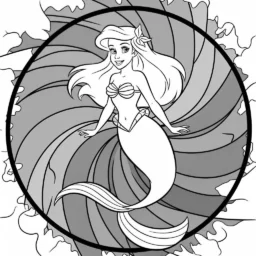 Desenho da Ariel com Cores do Arco-íris para Colorir