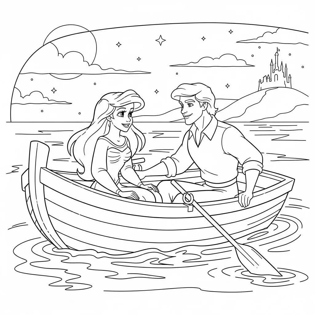 Desenho da Ariel e Príncipe Eric para Colorir
