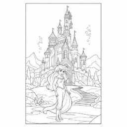 Desenho da Ariel e o Castelo Submarino para Colorir