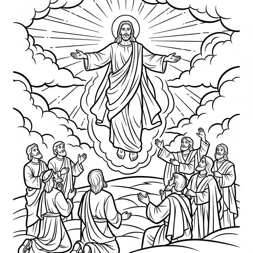 Coloriage de l'Ascension de Jésus