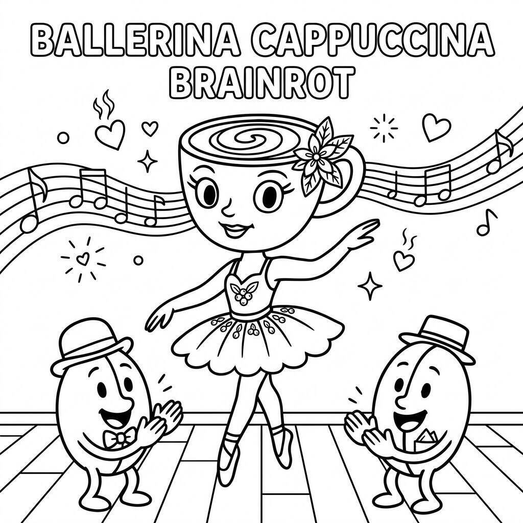 Desenho da Bailarina Cappuccina dançando para colorir