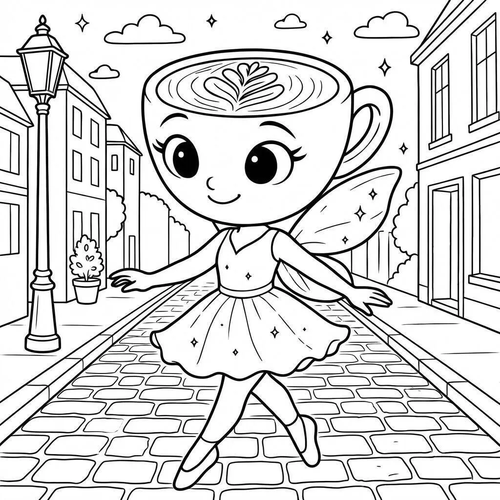Desenho da Bailarina Cappuccina dançando para colorir