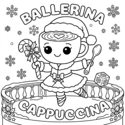 Desenho da Ballerina Cappuccina com chocolate quente para colorir