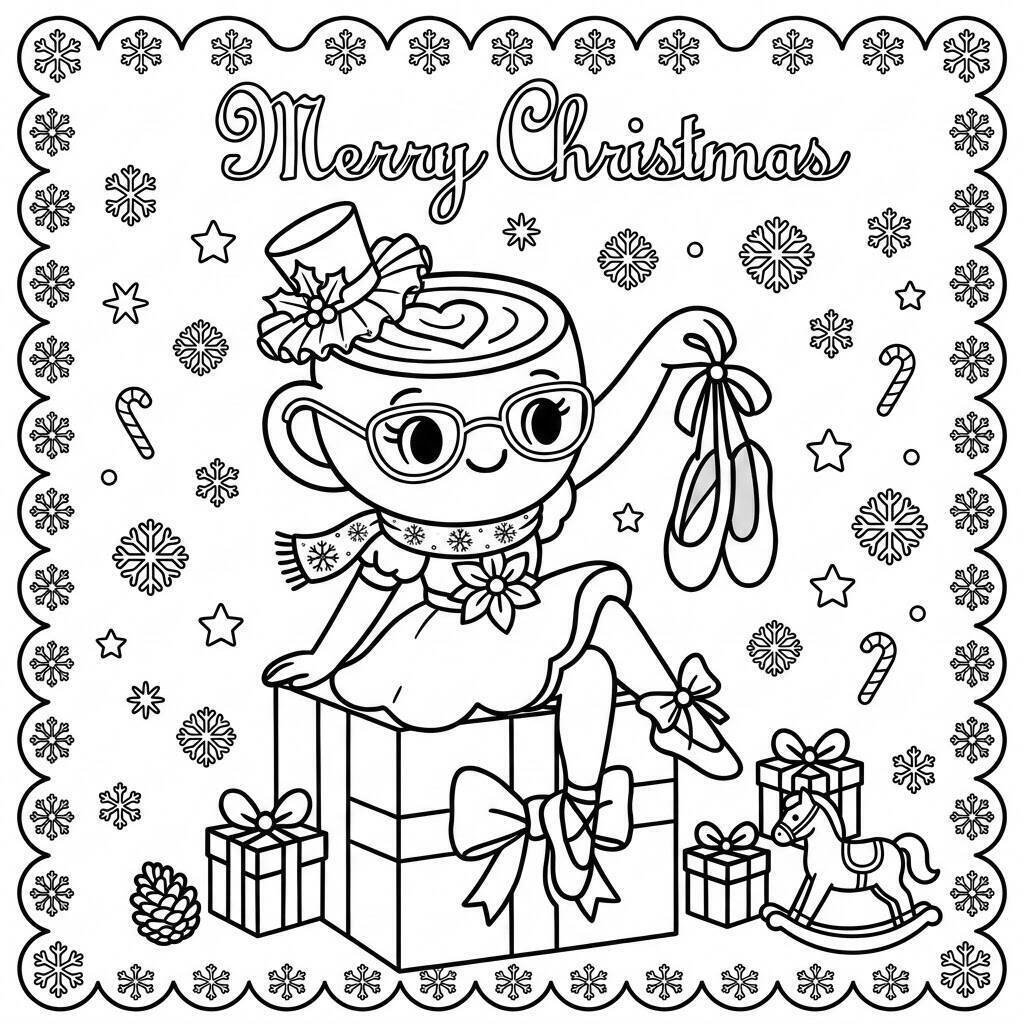Desenho da Ballerina Cappuccina com presente para colorir