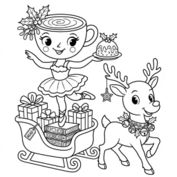 Desenho da Ballerina Cappuccina com renas para colorir