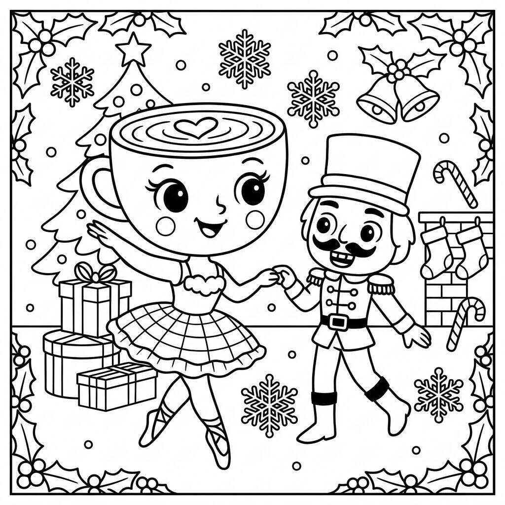 Desenho da Ballerina Cappuccina dançando com o Soldadinho de Chumbo para colorir