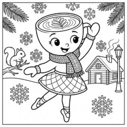 Desenho da Ballerina Cappuccina dançando no inverno para colorir
