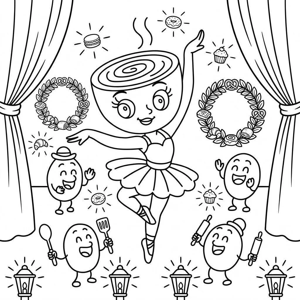 Desenho da Ballerina Cappuccina dançando para colorir