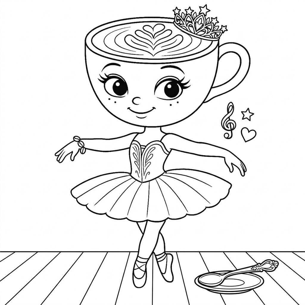 Desenho da Ballerina Cappuccina dançando para colorir