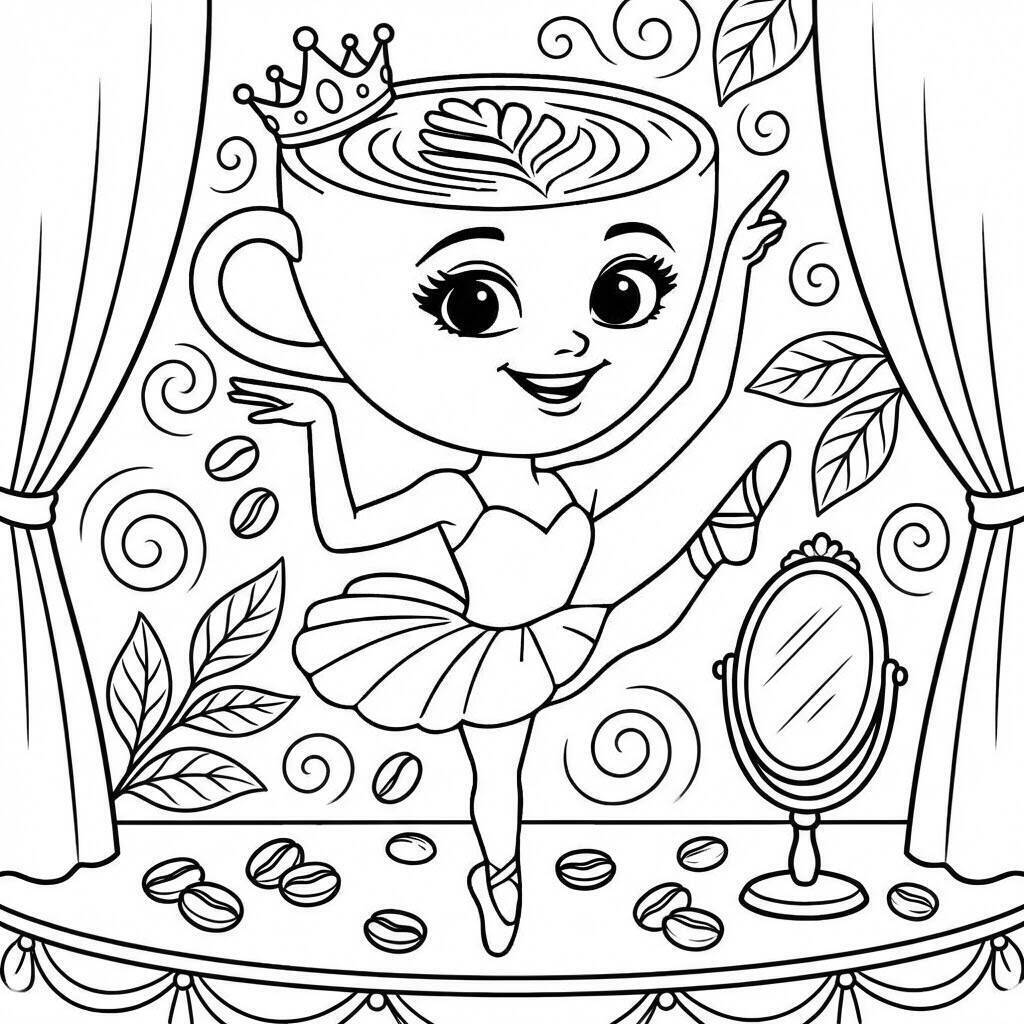Desenho da Ballerina Cappuccina dançando para colorir