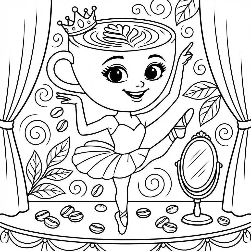 Desenho da Ballerina Cappuccina dançando para colorir Dibujo de Bailarina Cappuccina bailando para colorear