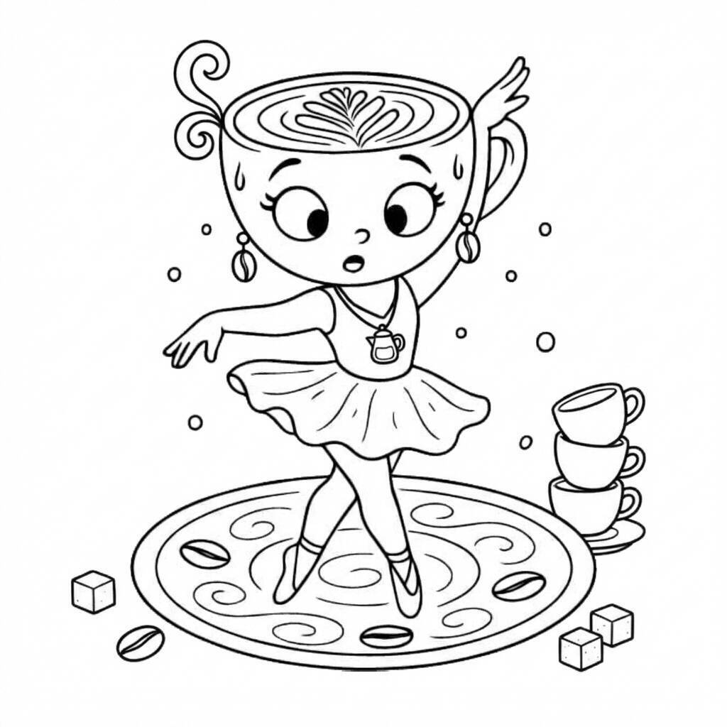 Desenho da Ballerina Cappuccina dançando para colorir