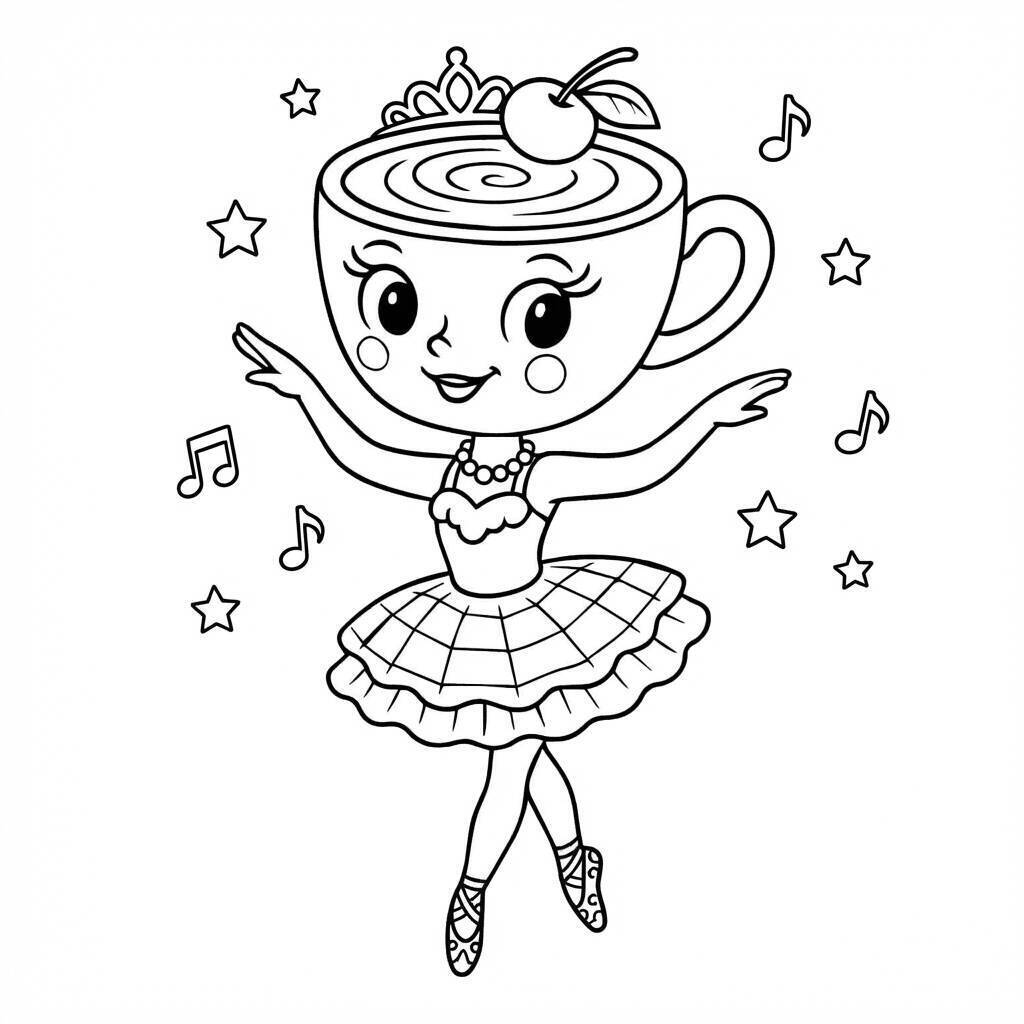 Desenho da Ballerina Cappuccina dançando para colorir