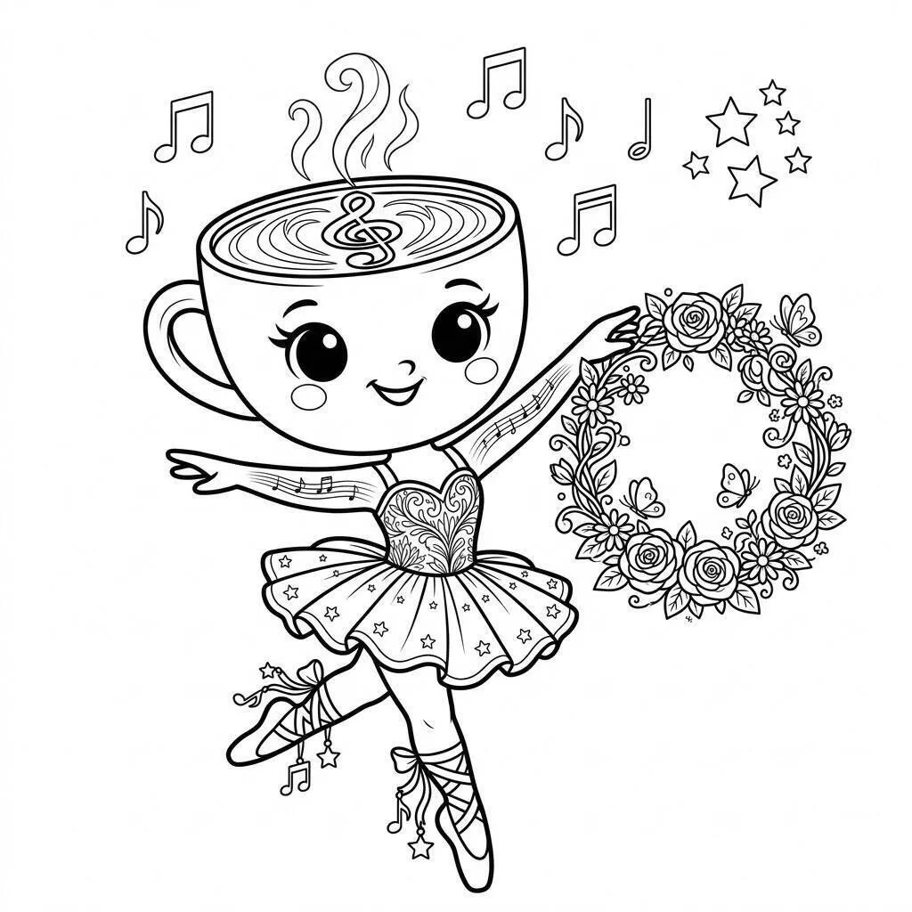 Desenho da Ballerina Cappuccina dançando para colorir