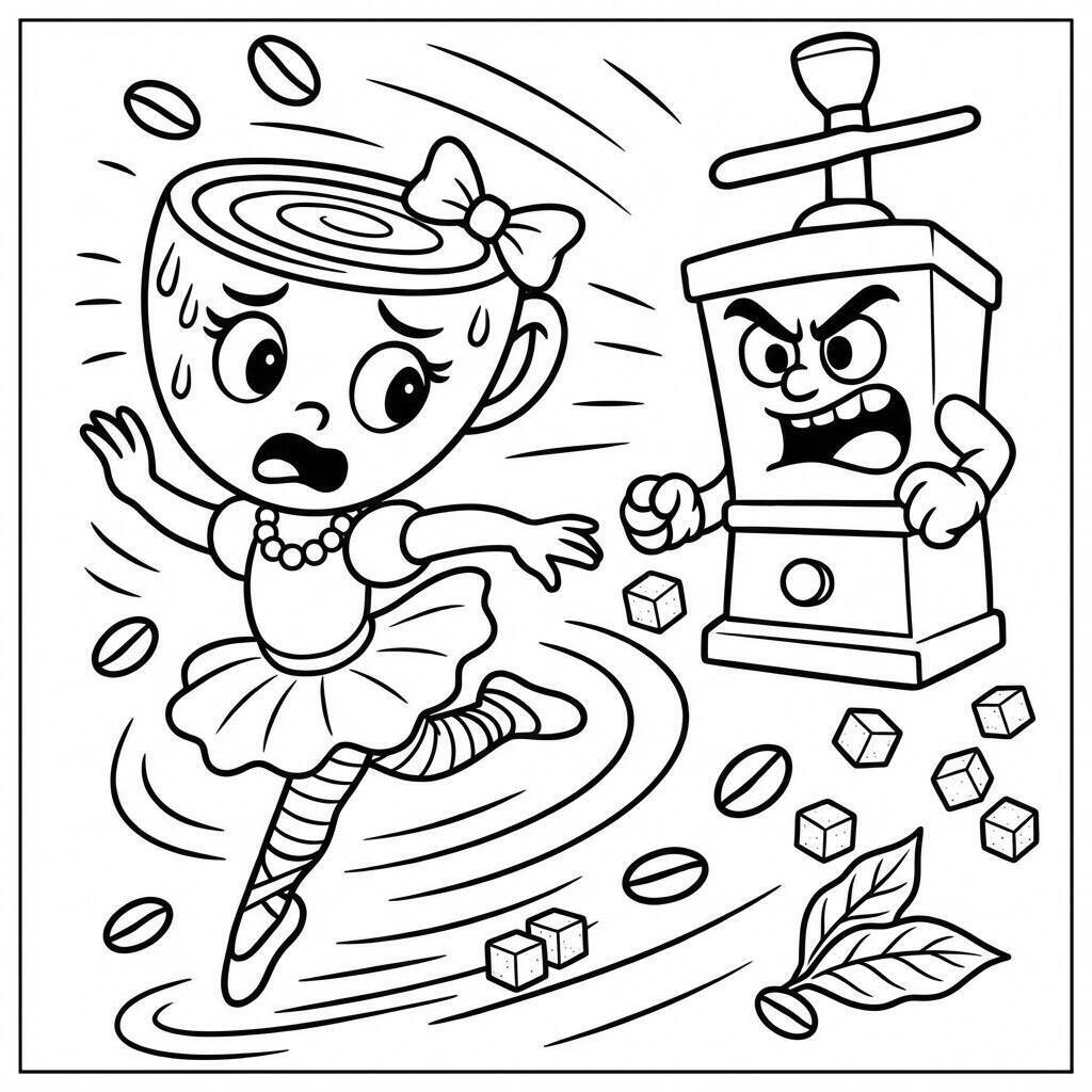 Desenho da Ballerina Cappuccina fugindo do moedor para colorir