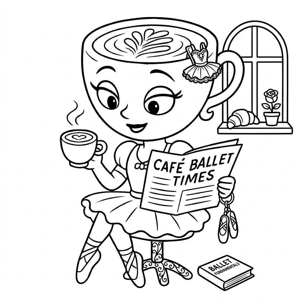 Desenho da Ballerina Cappuccina lendo para colorir